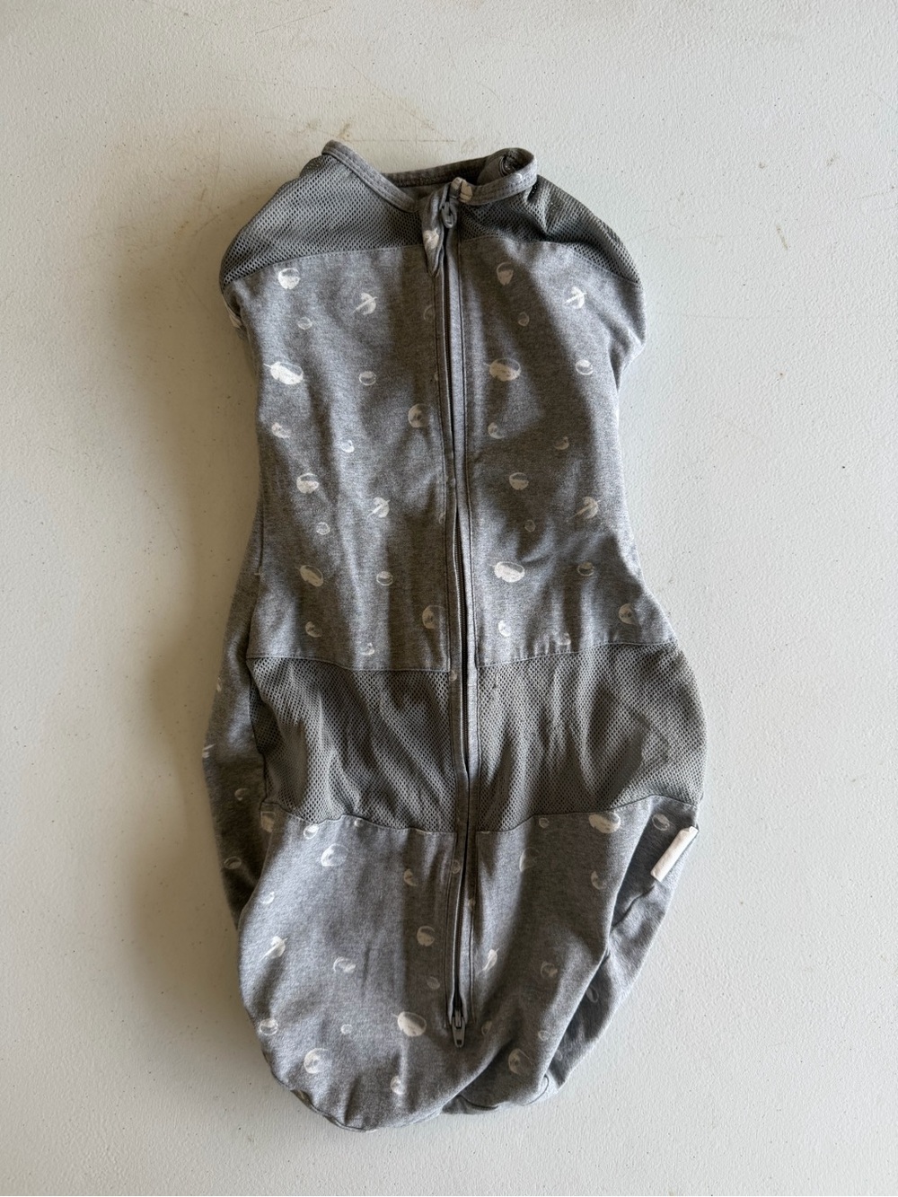 Gray Swaddle-Style Sleep Sack with Moon Print - Unbranded